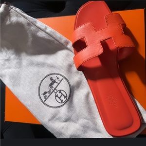 Hermes Oran Sandal Orange Size 38